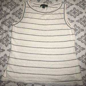 Ann Taylor cream and grey striped medium top